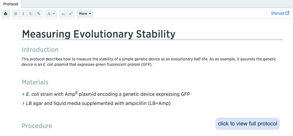 measuring evolutionary stability Benchling